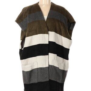 Lucky Brand Green White Black Striped Blanket Poncho Vest One Size